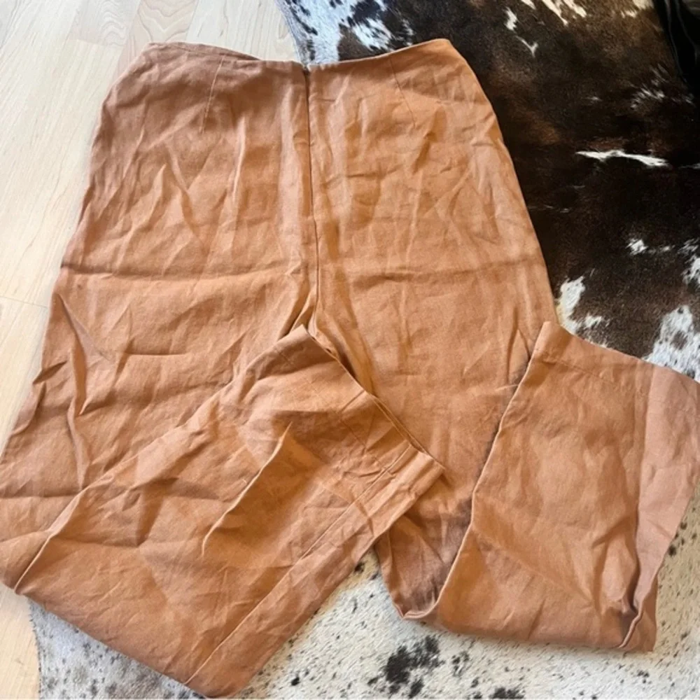 REFORMATION Brown Justin‎ 100% Linen Trouser Pant Size 8